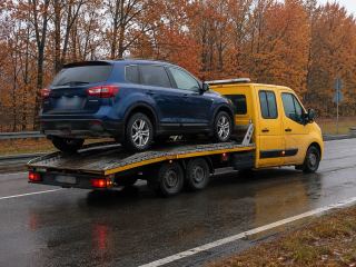 Transport SUV-a na lawecie jesienią – Gniezno